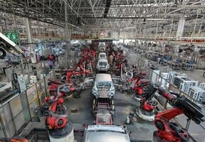 View of the Leapmotor electric vehicle factory in Jinhua, south of Shanghai, China. 