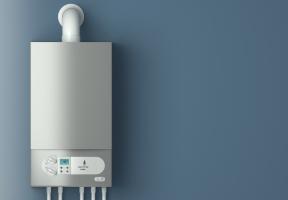 Image of a gas boiler used for home heating and hot water production.