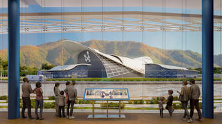 Représentation artistique de la petite centrale nucléaire modulaire de NuScale Power. 