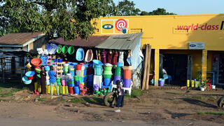 Plastic objects used throughout the world. Here, in Kampala, Uganda.