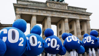 Protesters in Berlin in December 2009 wanting less CO2 emissions